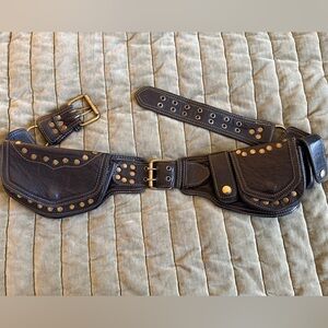 Black Leather Studded Utility Belt